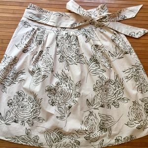 Ann Taylor Knee Length Floral skirt with belt